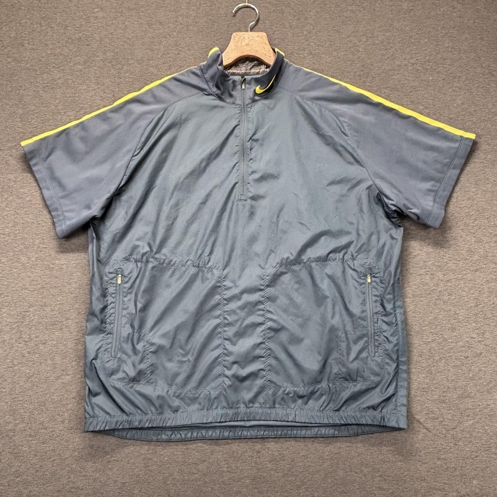 Nike Golf Jacket Mens 2XL Blue 1/2 Zip Windbreaker Short Sleeve 582789-459